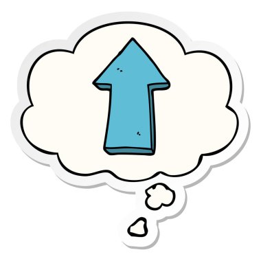 karikatür ok ve basılı bir etiket olarak kabarcık düşünce