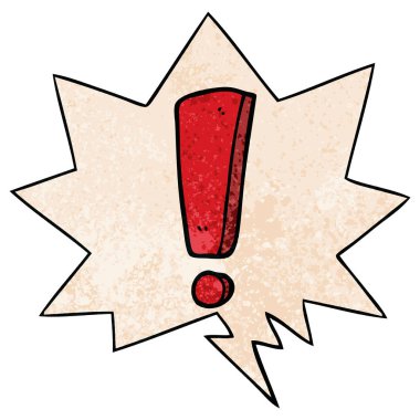 retro doku stilil karikatür ünlem işareti ve konuşma balonu