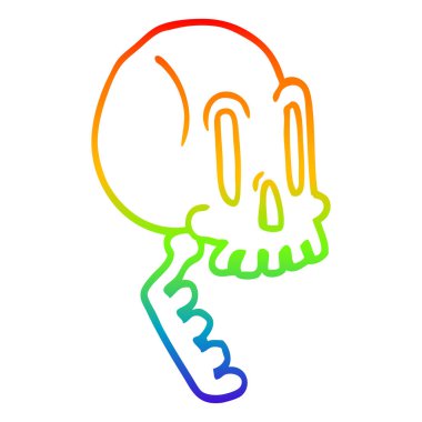 gökkuşağı gradyan çizgi çizim karikatür kafatası