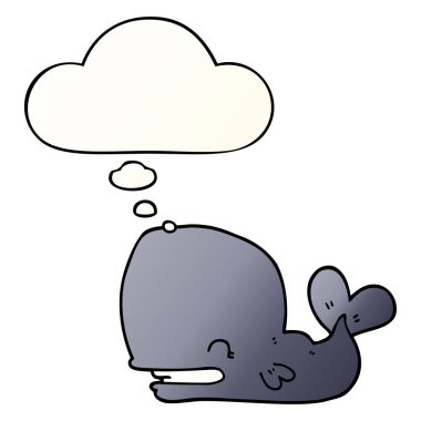 karikatür balina ve pürüzsüz degrade tarzında düşünce balonu