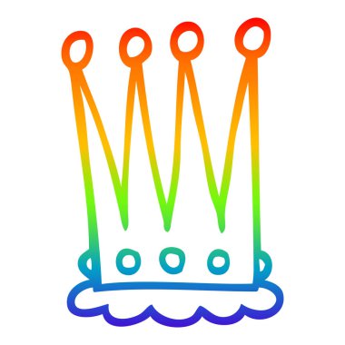 gökkuşağı gradyan çizgi çizim karikatür taç
