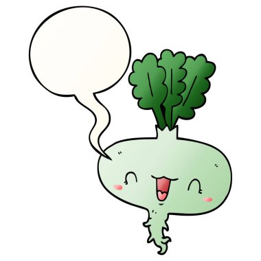 düzgün degrade tarzında karikatür şalgam ve konuşma balonu