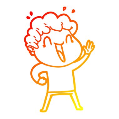 sıcak degrade çizgi çizim karikatür mutlu adam