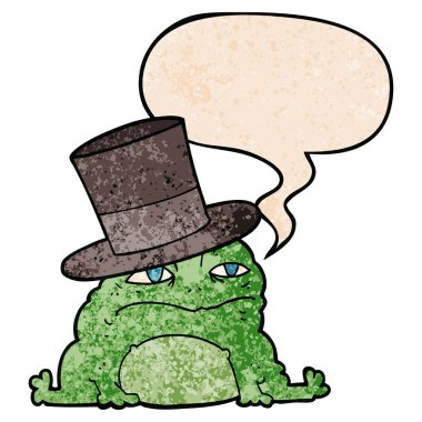 retro doku tarzında karikatür zengin kurbağa ve konuşma balonu