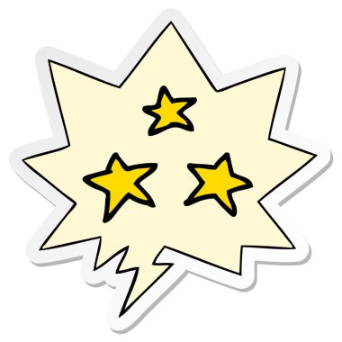 karikatür yıldız ve konuşma kabarcık etiket