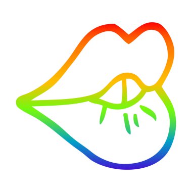 gökkuşağı gradyan çizgi çizim karikatür dudakları pouting