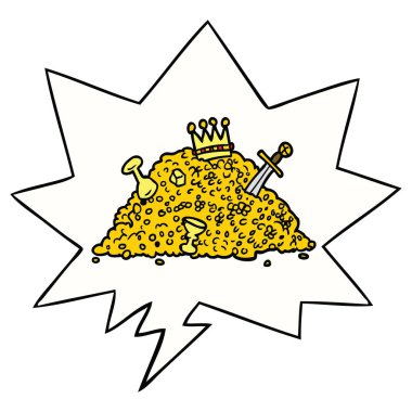 hazine ve konuşma balonu karikatür ple