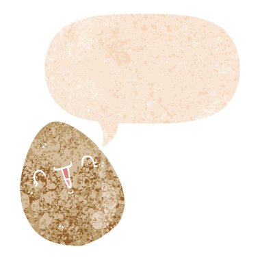 retro dokulu tarzda karikatür yumurta ve konuşma balonu