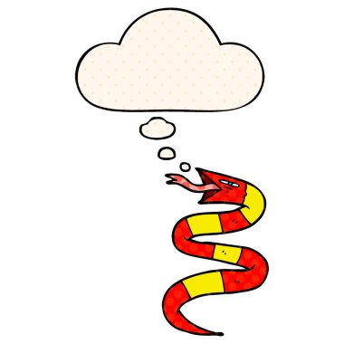 karikatür yılan ve çizgi roman tarzında düşünce kabarcık