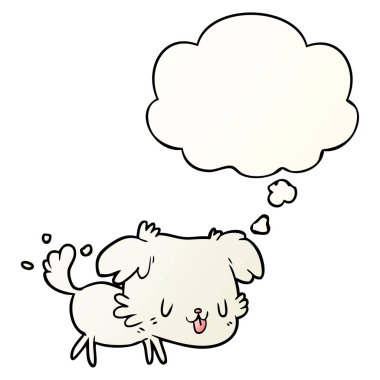 karikatür köpek ve pürüzsüz degrade tarzında kabarcık düşünce