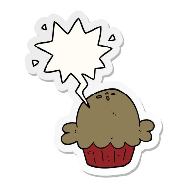 karikatür pasta ve konuşma kabarcık etiket