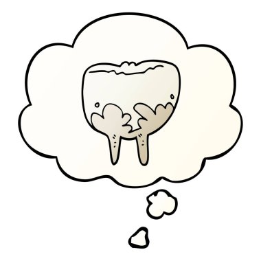 karikatür diş ve pürüzsüz degrade tarzında düşünce balonu