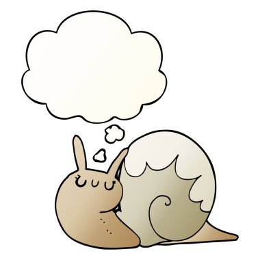 sevimli karikatür salyangoz ve pürüzsüz degrade tarzında düşünce balonu