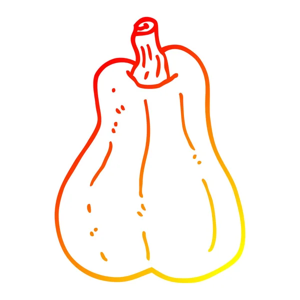 Meleg színátmenet vonal rajz karikatúra butternut squash — Stock Vector