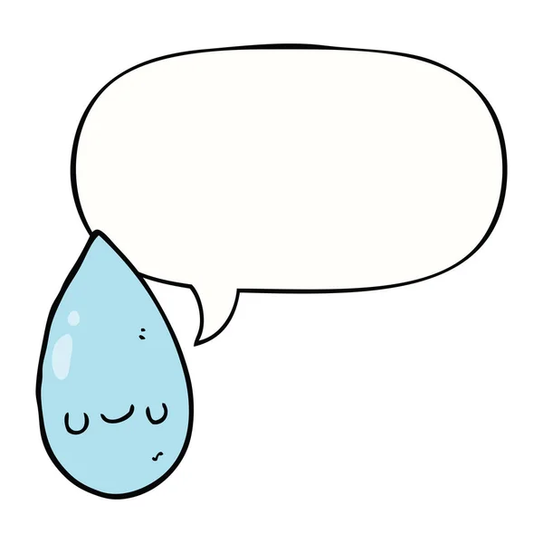 Dessin animé mignonne goutte de pluie et bulle de la parole — Image vectorielle