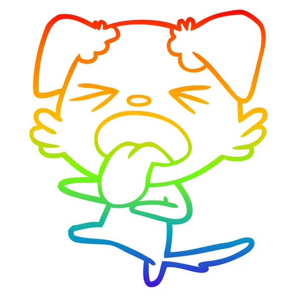 虹のグラデーションライン描画漫画嫌な犬 — ストックベクタ