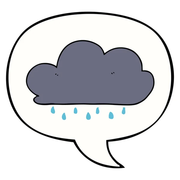 Dessin animé pluie nuage et bulle de parole — Image vectorielle