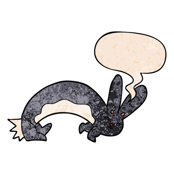 Смешной мультяшный кролик и речевой пузырь в стиле ретро-текстуры — стоковый вектор