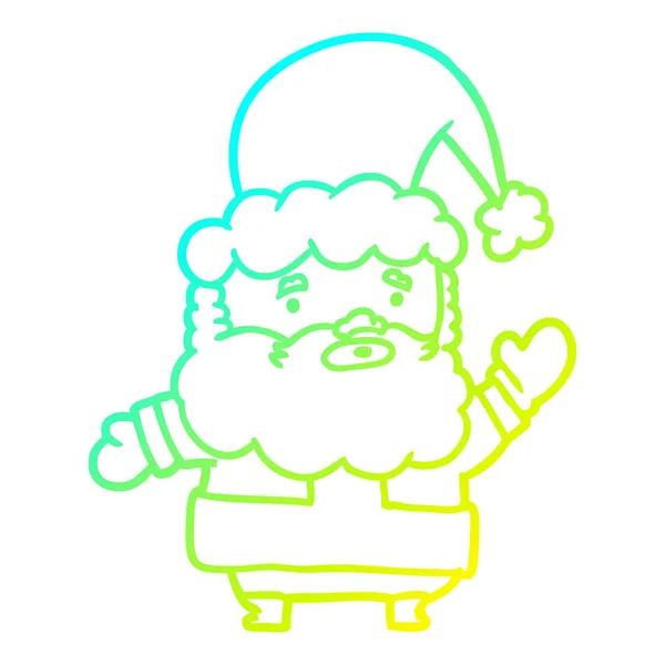 Холодна градієнтна лінія малювання Санта Клауса махає — стоковий вектор