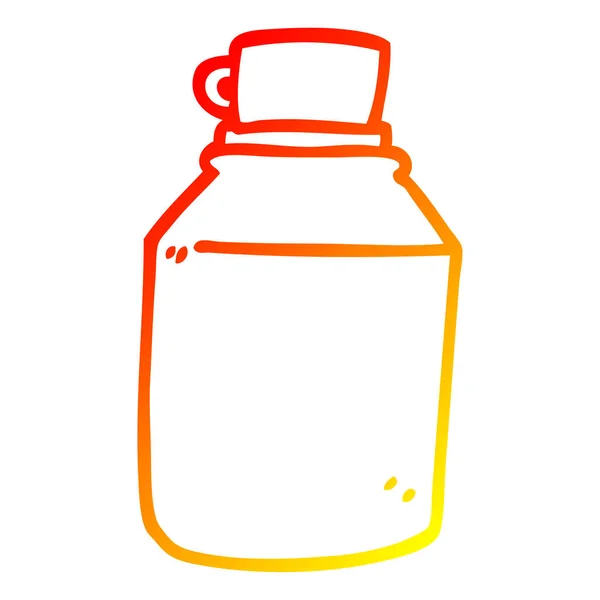 Línea de gradiente caliente dibujo dibujos animados bebidas calientes frasco — Vector de stock