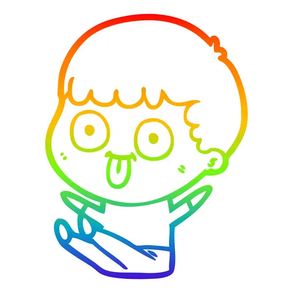 Rainbow gradient line drawing cartoon man staring — Stock Vector