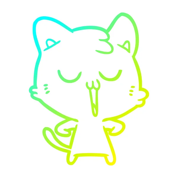 Studený gradient čára kresba Kreslená kočka zpěv — Stockový vektor