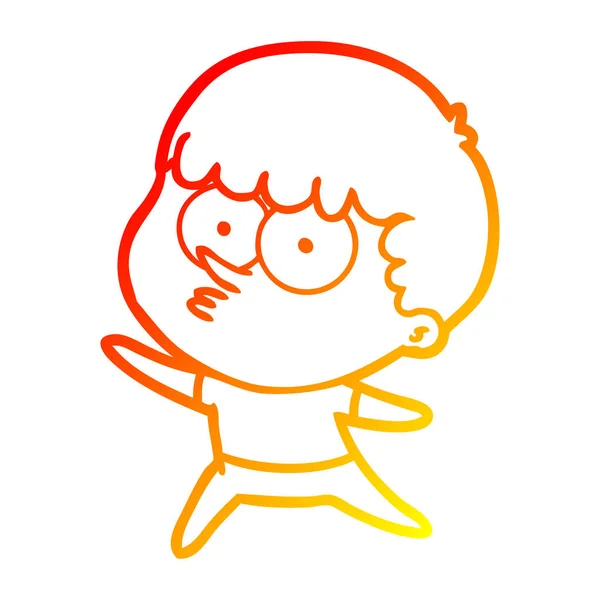 Čára teplého přechodu kresba kreslená tančící chlapeček — Stockový vektor