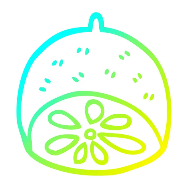 Gradient froid ligne dessin dessin animé citron vert fruit — Image vectorielle