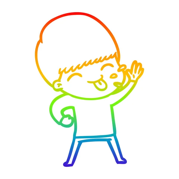 彩虹渐变线绘制快乐卡通男孩 — 图库矢量图片