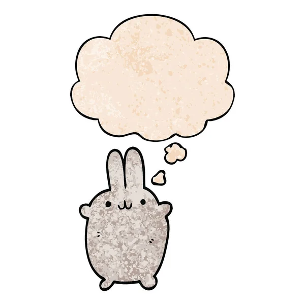 Cartoon-Kaninchen und Gedankenblase im Grunge-Muster — Stockvektor