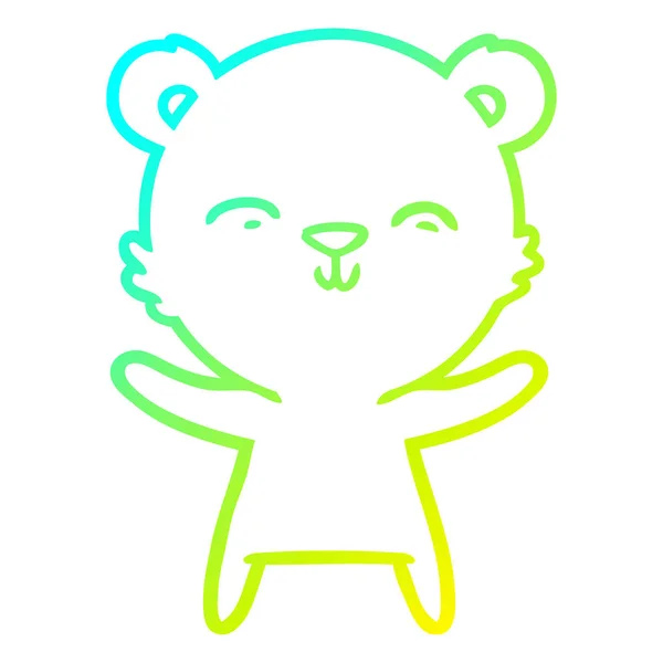 Koude gradiënt lijntekening gelukkig cartoon ijsbeer — Stockvector