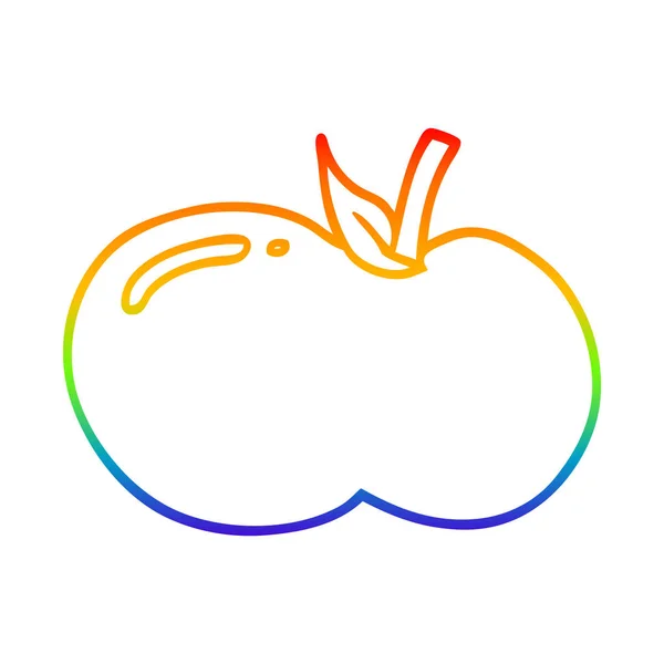 虹のグラデーションライン描画漫画リンゴ — ストックベクタ