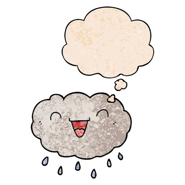 Mutlu karikatür bulut ve grunge doku desen düşünce balonu — Stok Vektör