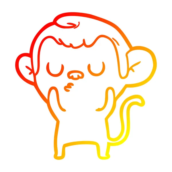 Warme kleurovergang lijntekening cartoon Monkey — Stockvector