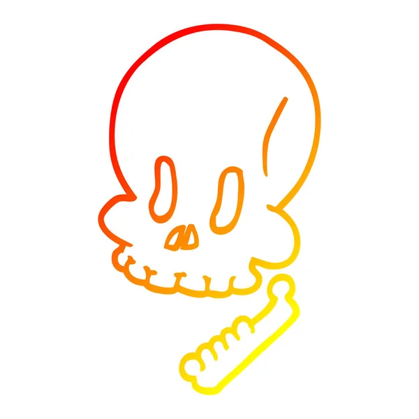 Тёплая градиентная линия, рисующая череп на Хэллоуин — стоковый вектор
