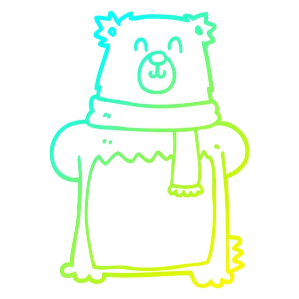 Frío gradiente línea dibujo dibujos animados oso — Vector de stock