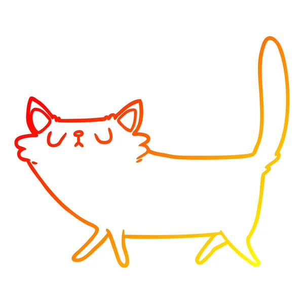 Čára teplého přechodu kresba kreslená černá kočka — Stockový vektor