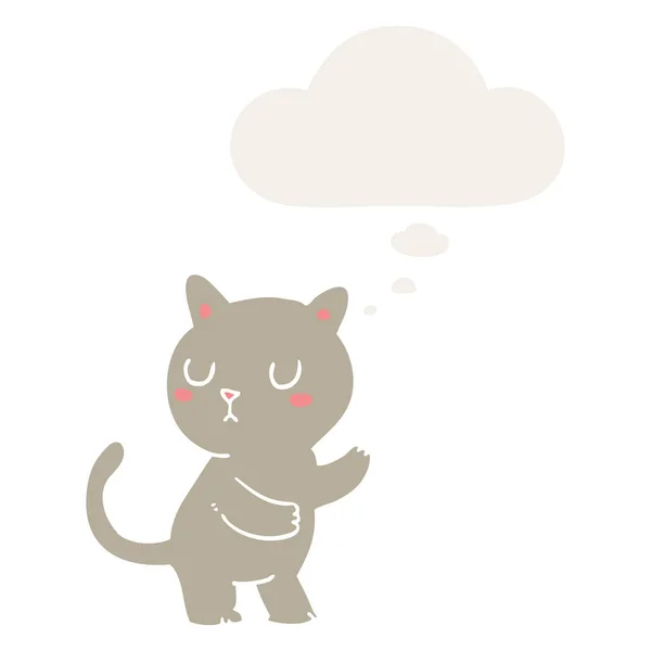 Tecknad katt och tankebubbla i retrostil — Stock vektor