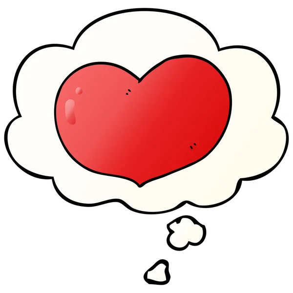Cartoon liefde hart en gedachte bubble in gladde gradiënt stijl — Stockvector