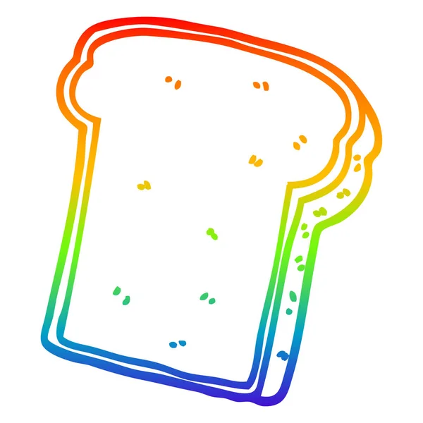 Regenboog gradiënt lijntekening cartoon segment van brood — Stockvector