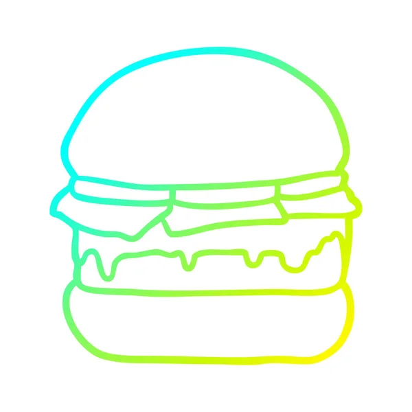 Cold gradient line drawing stacked burger — Stock Vector