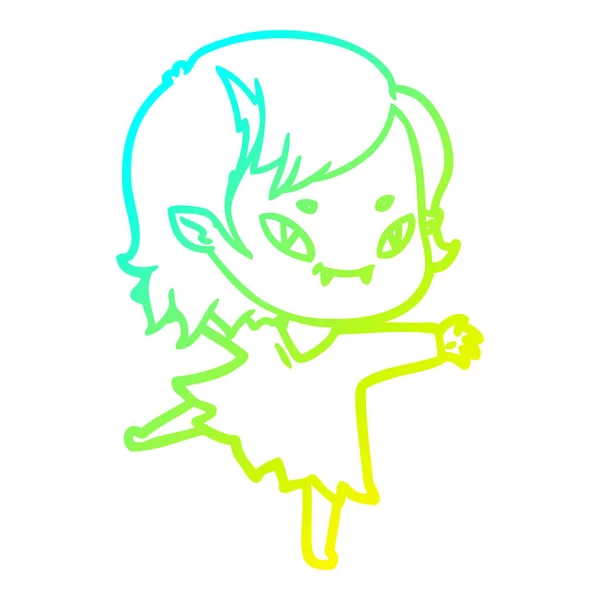 Kall gradient linje ritning tecknad Friendly Vampire Girl — Stock vektor