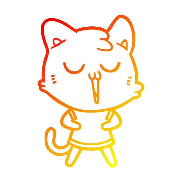 Chaud gradient ligne dessin dessin animé chat chant — Image vectorielle