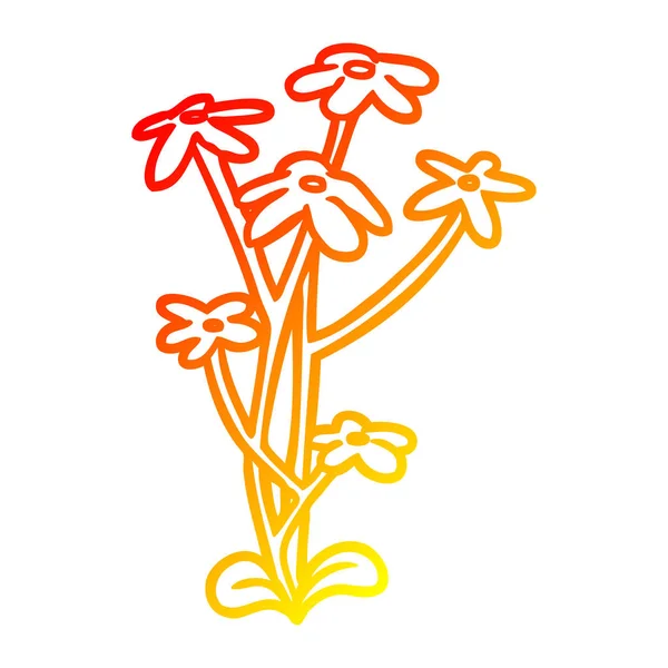 Warme Gradienten Linie Zeichnung Blume — Stockvektor