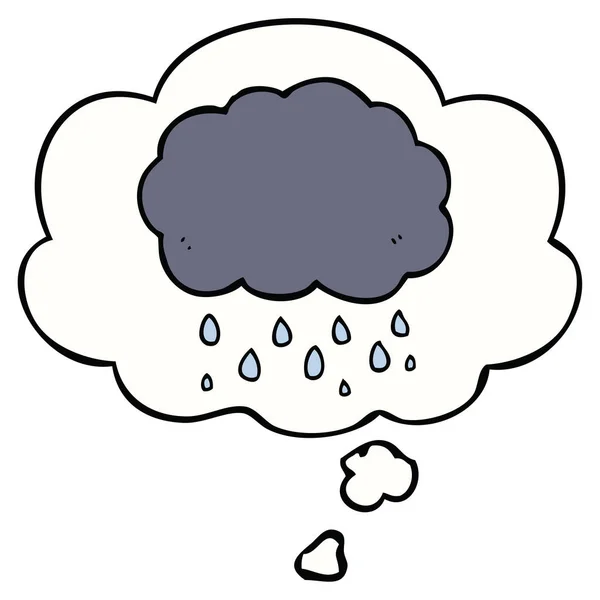 Nube de dibujos animados lloviendo y burbuja de pensamiento — Archivo Imágenes Vectoriales