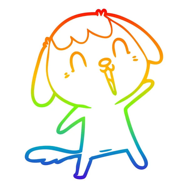 Regenboog gradiënt lijntekening cute cartoon hond huilen — Stockvector