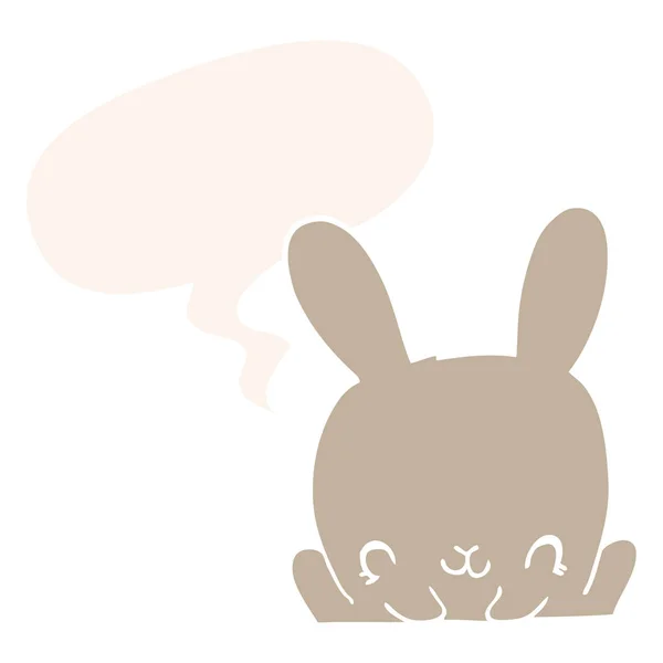 Dessin animé lapin et bulle de parole dans le style rétro — Image vectorielle
