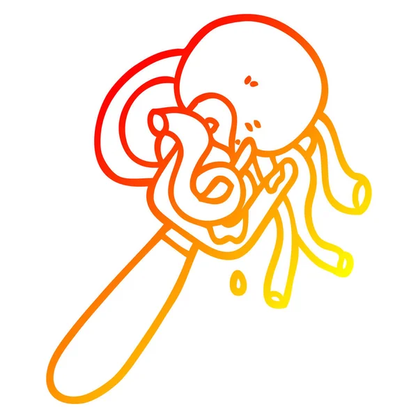 Čára teplého gradientu kreslené špagety a masové kuličky na FO — Stockový vektor