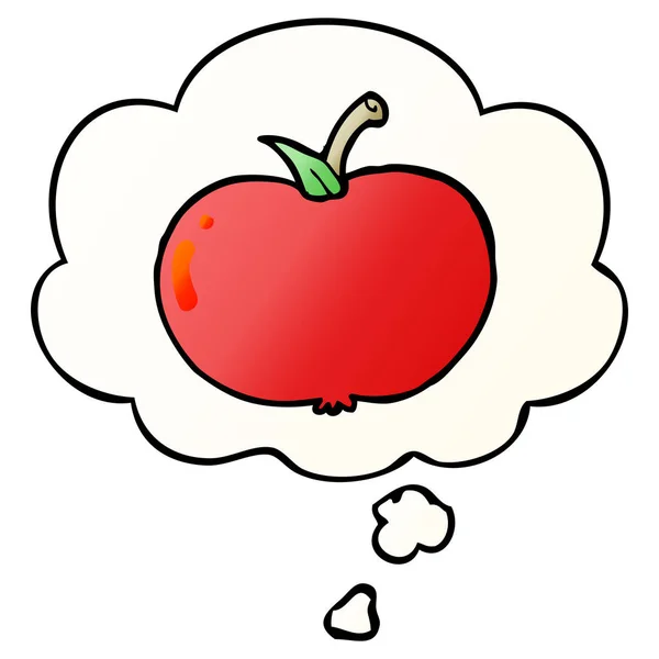 Cartoon-Apfel und Gedankenblase im sanften Gradienten-Stil — Stockvektor