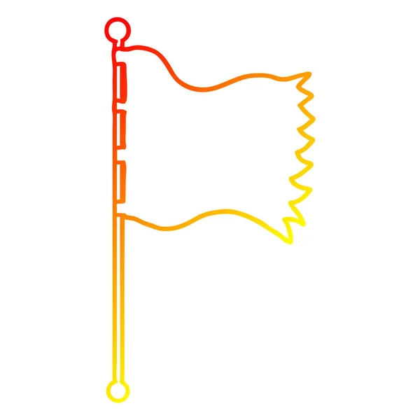 Chaud gradient ligne dessin dessin dessin animé agitant drapeau — Image vectorielle